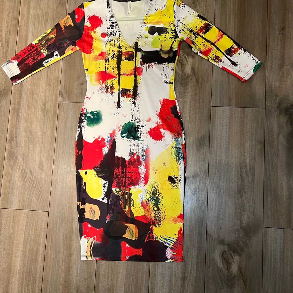 Abstract Multicolor Bodycon Dress